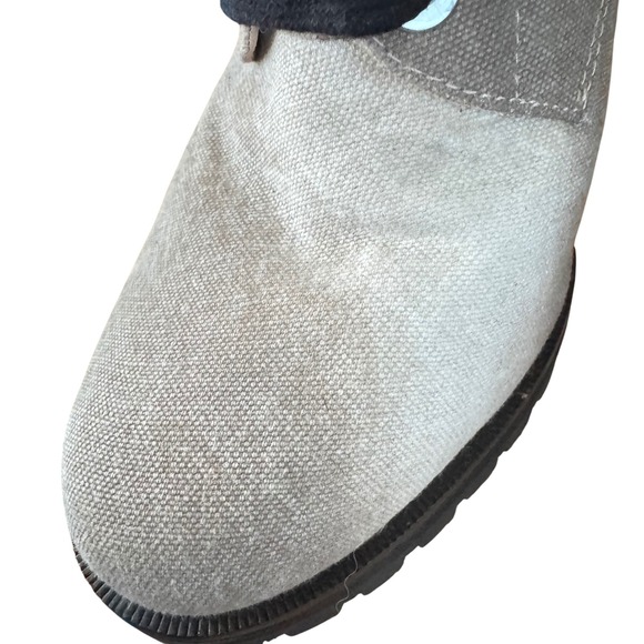 Paige Nicole In Taupe tie dye Canvas Lace Up Ankle  Block Heel Booties Sz 10 EUC - Picture 15 of 16